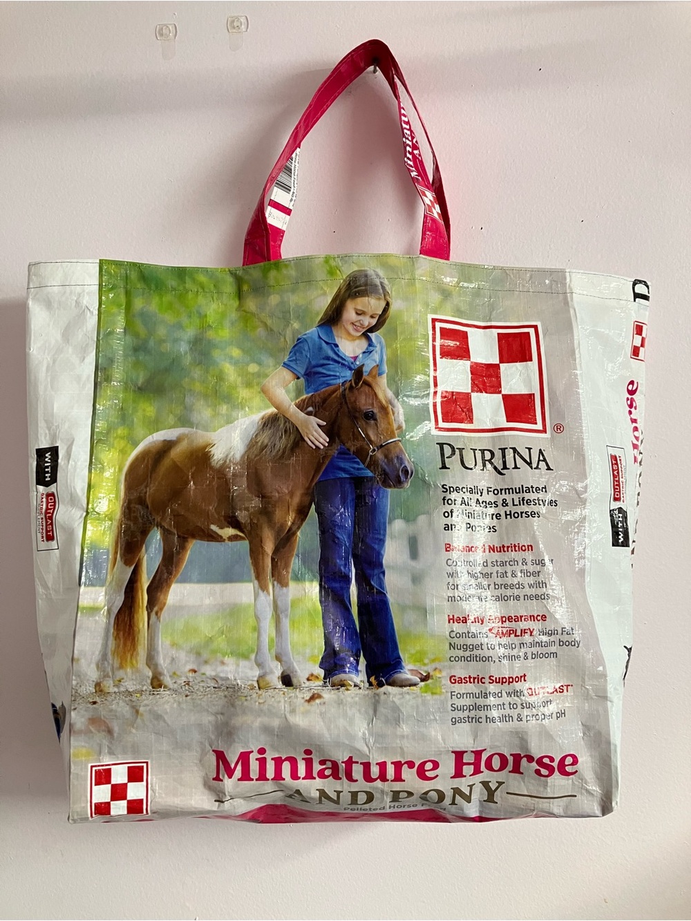 Animal Feed Sac Tote/Storage Bag/Handmade/Sustainable/Upcycled/Horse Theme